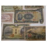12 Japan bills, Rupees and cents AND a few Belgium Francs