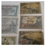 12 Japan bills, Rupees and cents AND a few Belgium Francs