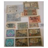 14 bills from various countries - France, Germany, Japan 1914-1944