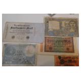 14 bills from various countries - France, Germany, Japan 1914-1944