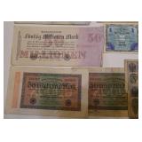 11 wartime German Mark Reichsbanknotes from 1917 to 1923