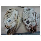 2 baseball gloves