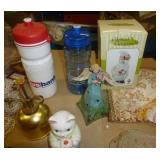 Beadwork supplies, handiwork, décor, water bottles all in a crate