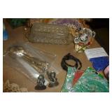 Beadwork supplies, handiwork, décor, water bottles all in a crate