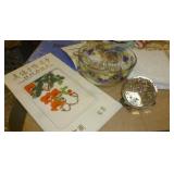 Beadwork supplies, handiwork, décor, water bottles all in a crate