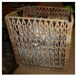 Beadwork supplies, handiwork, décor, water bottles all in a crate