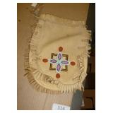 Vintage Deerskin pouch beaded on both sides