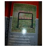 TWO clay target stands with targets