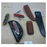 3 Knives, 3 leather sheaths