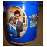 Vintage collectibles - cracker dish, shell bowl, FireKing milk glass, Charles and Diana wedding tin, cow creamer