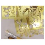 Lot of Brass Templates, New Parker Pen Pencil Set, New Fountain Pen Set