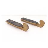 2 Pairs of Antique Wood and Metal Ice Skates