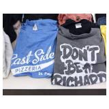 Large Lot of Mostly Medium Sized 100% Cotton etc. East Side Pizzeria T-Shirts, Sweaters, etc.