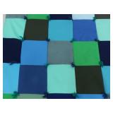 Vintage Handmade Green and Blue Patchwork Quilt