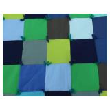 Vintage Handmade Green and Blue Patchwork Quilt