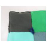 Vintage Handmade Green and Blue Patchwork Quilt