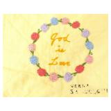 Vintage Handmade Multiple Artist Signed Yellow Patchwork Quilt