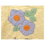 Vintage Handmade Multiple Artist Signed Yellow Patchwork Quilt