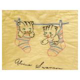 Vintage Handmade Multiple Artist Signed Yellow Patchwork Quilt