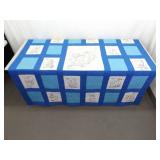 Vintage Handmade Western History Themed Blue Patchwork Quilt