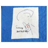 Vintage Handmade Western History Themed Blue Patchwork Quilt