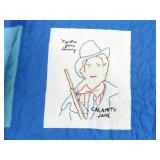 Vintage Handmade Western History Themed Blue Patchwork Quilt