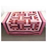 Vintage Handmade Pink and Red Patchwork Quilt