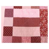 Vintage Handmade Pink and Red Patchwork Quilt