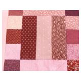 Vintage Handmade Pink and Red Patchwork Quilt