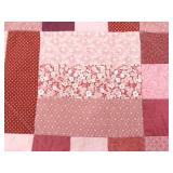 Vintage Handmade Pink and Red Patchwork Quilt