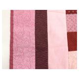 Vintage Handmade Pink and Red Patchwork Quilt