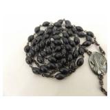 Antique Sterling Silver Catholic Rosary in Original Leather Pouch