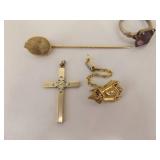 Large Lot of Antique and Vintage Gold Plated, Gold Fill, etc. Lockets, Pins, etc.