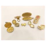 Large Lot of Antique and Vintage Gold Plated, Gold Fill, etc. Lockets, Pins, etc.