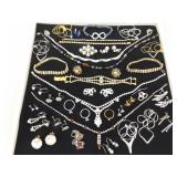 Lot of Vintage Costume Jewelry in 2 Display Cases