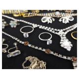 Lot of Vintage Costume Jewelry in 2 Display Cases