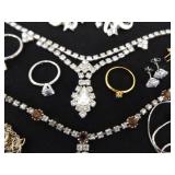 Lot of Vintage Costume Jewelry in 2 Display Cases