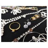 Lot of Vintage Costume Jewelry in 2 Display Cases