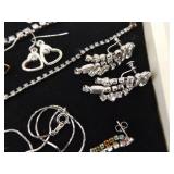 Lot of Vintage Costume Jewelry in 2 Display Cases