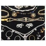 Lot of Vintage Costume Jewelry in 2 Display Cases