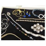 Lot of Vintage Costume Jewelry in 2 Display Cases