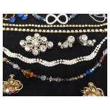 Lot of Vintage Costume Jewelry in 2 Display Cases