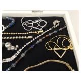 Lot of Vintage Costume Jewelry in 2 Display Cases