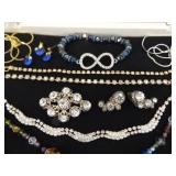 Lot of Vintage Costume Jewelry in 2 Display Cases