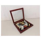 Lot of Vintage Costume Jewelry in 2 Display Cases