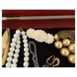 Lot of Vintage Costume Jewelry in 2 Display Cases