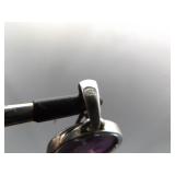 .925 Sterling Silver Purple Mojave Turquoise Cabochon Pendant Necklace