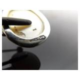 .925 Sterling Silver Mother of Pearl Cabochon Pendant Necklace