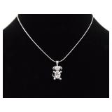.925 Sterling Silver Zirconia Puppy Charm Pendant Necklace
