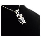 .925 Sterling Silver Zirconia Puppy Charm Pendant Necklace